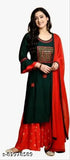 Rayon embroidered dupatta set for women, three-quarter sleeves, India-made