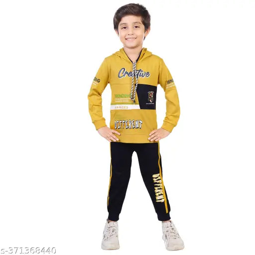 Cotton boys hoodie T-shirt & pant set, printed design for 1-2 years, Indian apparel for kids