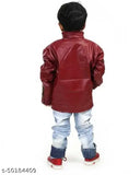 Leather solid color long sleeve boys jacket, 13-14 years size, cute comfy winterwear from India