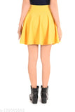 Yellow polyester mini skirt, solid net pattern, versatile sizing from 26-36 inches