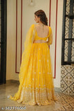 Embroidered net lehenga set: Adrika Ensemble Women's semi-stitched, embellished dupatta and choli