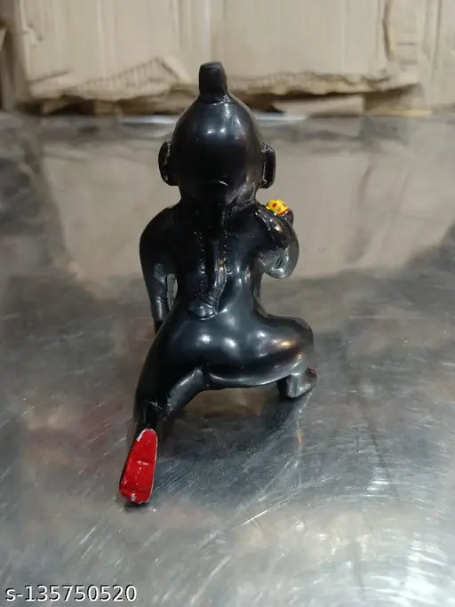 Brass Krishna idol Black Size 4, intricately detailed Indian jewelry accessory