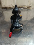 Brass Krishna idol Black Size 4, intricately detailed Indian jewelry accessory