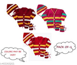 Woolen colorblocked baby sweater cap booties set, unisex winter wear for both boys and girls (12-24 months), made in India