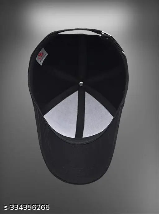 Black cotton baseball cap, adjustable design, solid pattern, suitable for daily life and outdoor activities