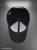 Black cotton baseball cap, adjustable design, solid pattern, suitable for daily life and outdoor activities