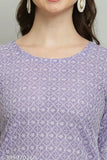 Purple chicken kurta with palazzo set, women's cotton clothing with chikankari work, printed net design, pack of 2 sizes available