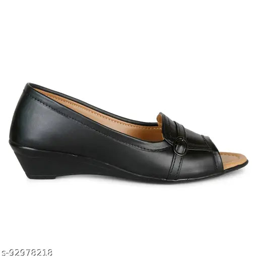 Synthetic leather trendy sandals for women and girls, slip-on casual and formal wedge heels in various sizes (IND-3 to IND-9)