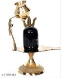 Navy blue brass Shivling, decorative figurine for home pooja