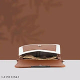 Brown fabric sling bag for women & girl, two-tone mustard yellow and white, compact with braided strap, ideal for essentials like phone, wallet, keys, versatile for casual or dressy occasions, made in India