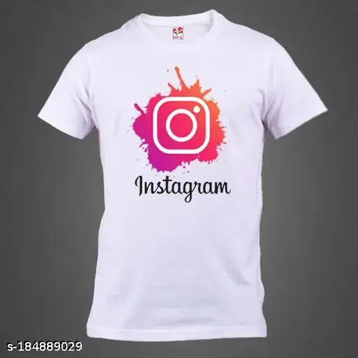 Blue Polycotton Men's Instgram T-Shirt, half sleeves, printed pattern. Perfect casual wear." (106 characters)