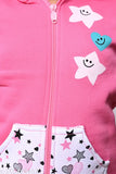 Cozy wool hoodie & sweatpants for girls, printed pattern, soft pink hue, winter wear essential