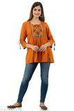 Rayon embroidered net three-quarter sleeve women's top DPEA295 from India