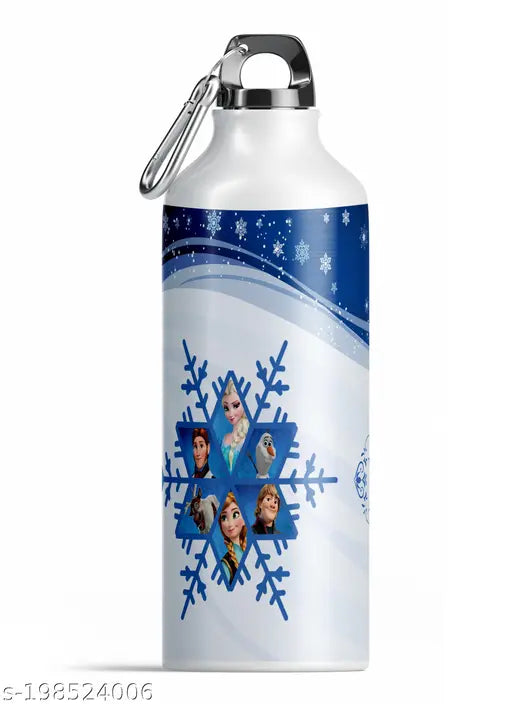 Multi-colored, leak-proof Chhaap Printed Aluminium Frozen Cartoon Sipper Water Bottle for Kids (600ml), suitable for gym, yoga, and on-the-go adults. Eco-friendly, reusable, and trendy design