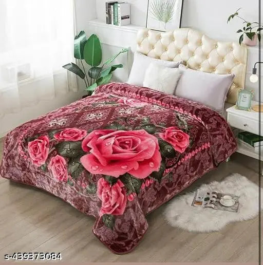 Microfiber floral-print double bed sagun blanket, low rate kambal may vary from photo