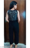 Cotton blend sequin jumpsuit for party wear, self-design net pattern in sleeveless style, size S (Bust 34in, Length 46in, Waist 34in)