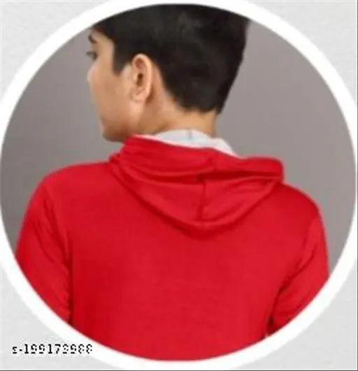 Cotton striped boys sweatshirt with hoodie (1-2 years), Indian-made on model