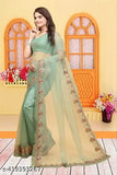 Luxurious diamond-work saree in Super Net fabric, featuring a separate net blouse
