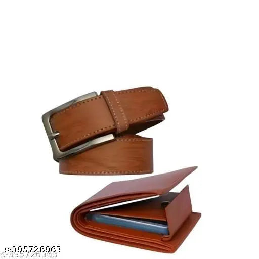 Trendy canvas men's wallet with free belt, earphones, sunglasses, or 5 pair socks. Solid style accessory in combo pack