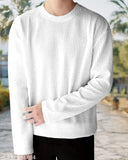 Premium cotton blend long-sleeved men's t-shirt, solid design, M size with 38" chest and 27" length