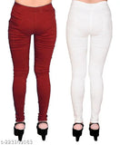 Maroon & White FeelBlue stretchable Lycra jeggings for women - pack of 2pc. Cotton blend, comfortable and stylish with pockets. Perfect for trendy outfits, available in sizes 28-36. Made in India