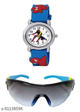 White dial kids watch with free-size goggles, eye protection for children's outdoor activities