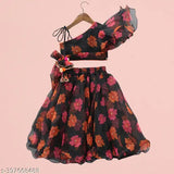 Fancy printed Georgette lehenga choli for kids (2-8 years), Indian festive wear with intricate prints