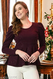 Cotton blend solid-color tunic top for women, long sleeves, size S/M/L/XL, made in India