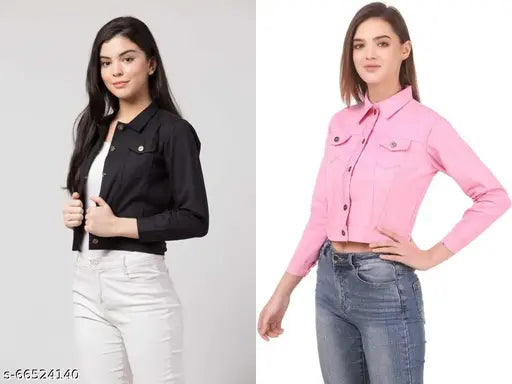 Black and pink combo color jacket, size M (bust 36in, length 18in, hip 32in), versatile wardrobe essential for stylish layering with various shades