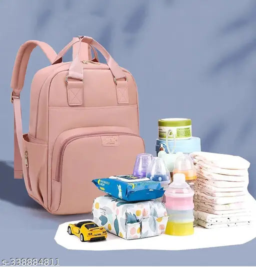 Durable polyester maternity backpack, water-resistant diaper bag with USB charging port, features multiple compartments and wet/dry separation design. Ideal for baby essentials, travel, or shopping, making a great gift idea for new mommies. Dimensions: 35x15x29 cm