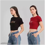 Women's cotton blend blessed print crop top combo pack of 2, perfect for Raksha Bandhan gift