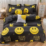 Microfiber double smiley bedsheet set, cartoon print, Ritika Creations exclusive collection, long-lasting comfort for a stylish bedroom
