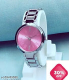 Multicolor stainless steel watch for ladies, trendy analog timepiece with fashionable design