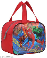 Waterproof Polyester Lunch Tiffin Bag, self-design, ultra-lightweight, 1 compartment, fits 3L, features reverse zip, elastic bottle pouch holder, and back pocket for napkins/spoons. Ideal for school/office use, suitable for kids, comes in trendy designs with all-time favourite cartoon characters. Made in India