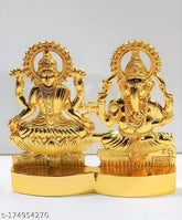 Metal Ganesh Laxmi idol, Shree Laxmi Ganesha Ji figure, Indian religious artifact, 11cm high, 0.5cm wide
