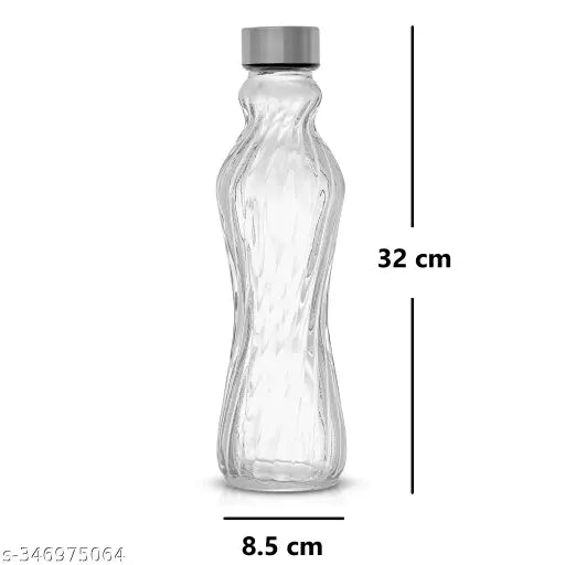 White glass water bottle, wide mouth, leak-proof stainless steel lid, 1L capacity, eco-friendly hydration solution