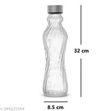 White glass water bottle, wide mouth, leak-proof stainless steel lid, 1L capacity, eco-friendly hydration solution