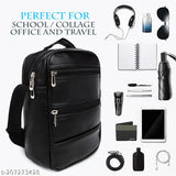 Faux leather men's sling bag, solid net design, perfect for travel or office use