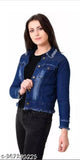 Denim dark strip jacket, dyed/washed by MK Collection for women's latest winter wear, long sleeves, blue style, size 12-16 years available