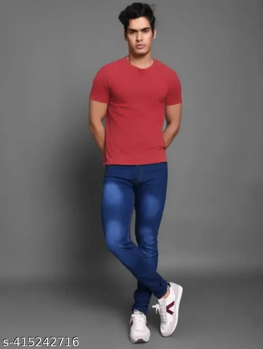 Denim dyed/washed men's royal 24DB-XL jeans, size 28 with waist 29in, length 41in, hip 34in from India