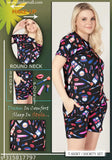 Fashionable women's printed polyester shorts set, soft & comfortable for lounging, side pockets included, Indian origin