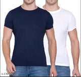 Classic cotton round neck half sleeve solid t-shirts (pack of 2), soft premium combed fabric, men's M, L, XL, XXL, versatile style