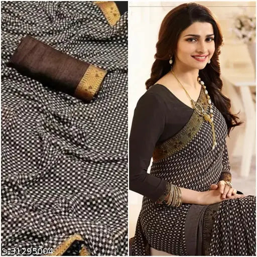 Trendy Banarasi silk saree in Georgette fabric, dupion silk blouse with printed pattern, free size (L=5.5m, B=0.8m), Indian origin