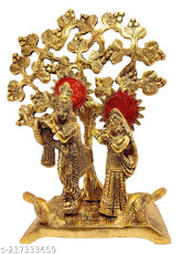 Indian metal Radha Krishna idol, 22cm under big tree chapta, intricate detailing