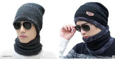 Woolen beanie cap combo (2 pack), fur-lined unisex hats perfect for fall/winter