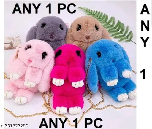 Soft fluffy bunny sling bag, self-design net fabric, cute accessory for girls