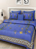 AAYU TRADER sanganeri printed cotton double bedsheet - fine botanical design, ideal for summer adult use, comes with 2 pillow covers, made in India