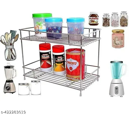 Stainless steel spice rack, pack of 1, ideal for kitchen organization (India)