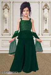 Embroidered crepe Kids Sharara suit with dupatta, Indian girls festive wear, size 4-5 years