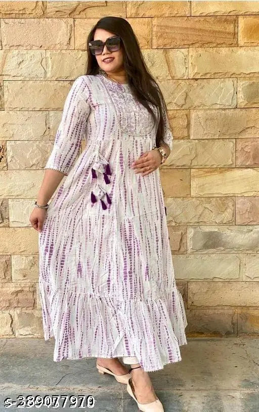 Rayon tie-dye gown, three-quarter sleeves, women & girls, Sre Shyam New Jaipuriya design, party wear, Indian origin
